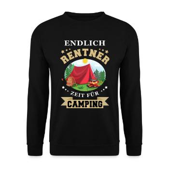 Endlich Rentner Zeit für Camping - Rente Geschenk - Unisex Pullover - Schwarz - Vorne - Alina (178cm) & Michal (187cm)