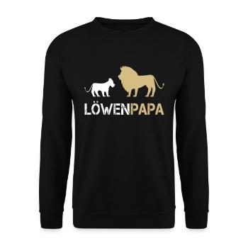 Löwenpapa für Papa und Kinder Löwe - Unisex Pullover - Schwarz - Vorne - Alina (178cm) & Michal (187cm)