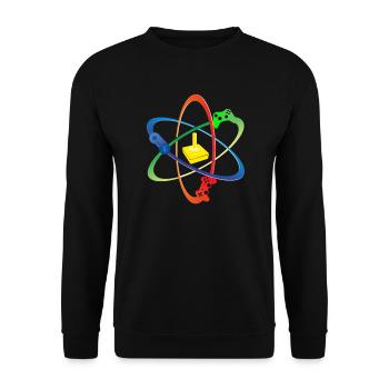 Gamer atom consoles player gaming computer shirt - Unisex Sweatshirt - black - Front - Alina (178cm) & Michal (187cm)