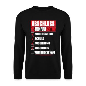 Ausbildung ABSCHLUSS Berufsabschluss Azubi Geselle - Unisex Pullover - Schwarz - Vorne - Alina (178cm) & Michal (187cm)