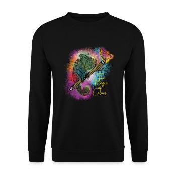 Chameleon and butterfly - the magic of colors - Unisex Sweatshirt - black - Front - Alina (178cm) & Michal (187cm)