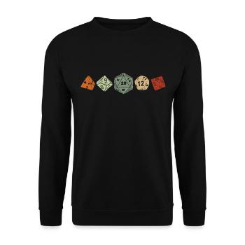 Pen and Paper RPG GAMER Wuerfel Sammlung RETRO - Unisex Pullover - Schwarz - Vorne - Alina (178cm) & Michal (187cm)