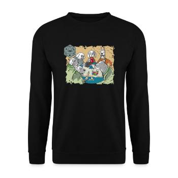 RPG Pen and Paper Dice D20 Dragons RPG chiens ronde - Sweat-shirt Unisexe - noir - Devant - Alina (178cm) & Michal (187cm)