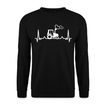 Herzschlag Landwirtschaft Bauer Traktor Landwirt - Unisex Pullover - Schwarz - Vorne - Alina (178cm) & Michal (187cm)