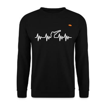 Pigeon d'argile battement de coeur tirant cible - Sweat-shirt Unisexe - noir - Devant - Alina (178cm) & Michal (187cm)