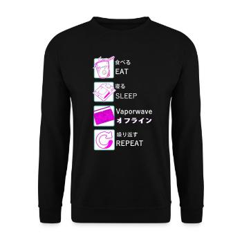 Vaporwave EAT SLEEP Vaporwave REPEAT - Unisex Sweatshirt - black - Front - Alina (178cm) & Michal (187cm)