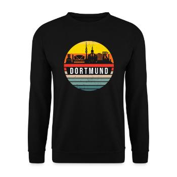 Dortmund skyline city trip Dortmund skyline retro - Unisex Sweatshirt - black - Front - Alina (178cm) & Michal (187cm)
