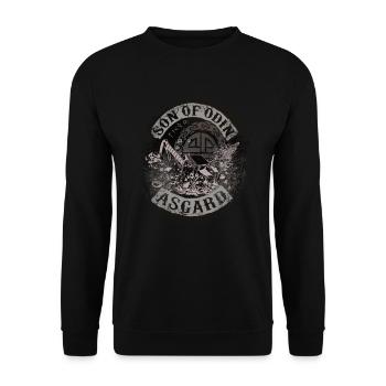 Son of Odin Asgard Thor Wikinger Geschenk Biker - Unisex Pullover - Schwarz - Vorne - Alina (178cm) & Michal (187cm)