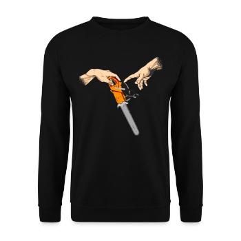 Motorsäge Garten Gartenarbeit Michelangelo gärtner - Unisex Pullover - Schwarz - Vorne - Alina (178cm) & Michal (187cm)