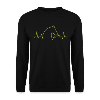 Herzschlag Pferde Mädchen Pferd Pferdesport - Unisex Pullover - Schwarz - Vorne - Alina (178cm) & Michal (187cm)