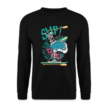 SUP Surfer Stand Up Paddle Surfing sup Yoga skull - Unisex Sweatshirt - black - Front - Alina (178cm) & Michal (187cm)