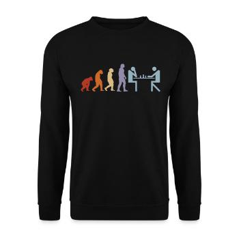 Evolution Schach Schachbrett Schachfigur vintage - Unisex Pullover - Schwarz - Vorne - Alina (178cm) & Michal (187cm)