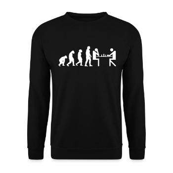 Evolution Schach Schachbrett Schachfigur - Unisex Pullover - Schwarz - Vorne - Alina (178cm) & Michal (187cm)