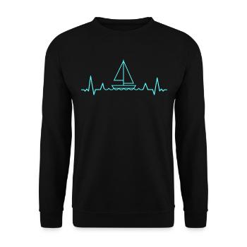 HERZSCHLAG Segeln Segel Segler Schiff Yacht Boot - Unisex Pullover - Schwarz - Vorne - Alina (178cm) & Michal (187cm)
