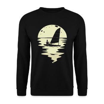 Segeln Segler Schiff Yacht Boot Segelboot Mond - Unisex Pullover - Schwarz - Vorne - Alina (178cm) & Michal (187cm)