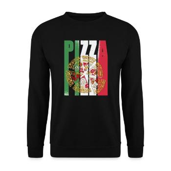 Pizza retro Italy flag fast food pizzeria - Unisex Sweatshirt - black - Front - Alina (178cm) & Michal (187cm)
