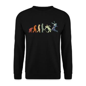 EVOLUTION Badminton Federball Spieler Vintage - Unisex Pullover - Schwarz - Vorne - Alina (178cm) & Michal (187cm)