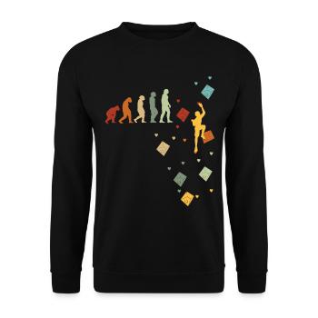 Klettern Bouldern vintage Bergsteigen Evolution - Unisex Pullover - Schwarz - Vorne - Alina (178cm) & Michal (187cm)