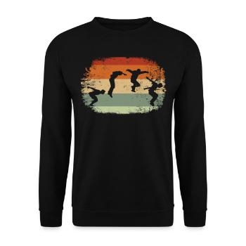 Parkour Vintage Parkour Runner Obstacle Parkour - Unisex Sweatshirt - black - Front - Alina (178cm) & Michal (187cm)