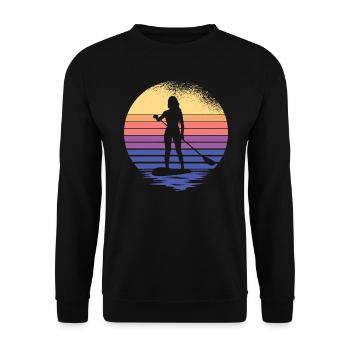 SUP Damen Paddelsurfer Stand Up Paddle supboard - Unisex Pullover - Schwarz - Vorne - Alina (178cm) & Michal (187cm)