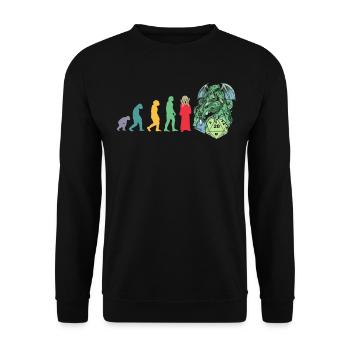 RPG Game Evolution Gamer D20 Dice Pen and Paper - Unisex Pullover - Schwarz - Vorne - Alina (178cm) & Michal (187cm)