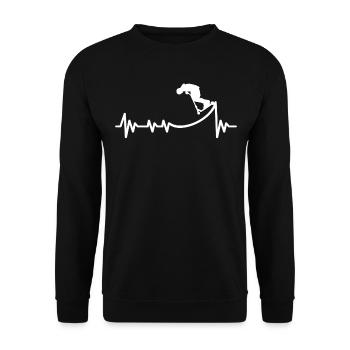 Tretroller Stuntscooter Herzschlag Stuntroller - Unisex Pullover - Schwarz - Vorne - Alina (178cm) & Michal (187cm)