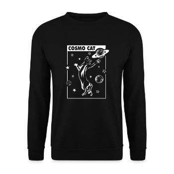 Cosmo Cat Katze spielt mit Saturn Geschenk - Unisex Pullover - Schwarz - Vorne - Alina (178cm) & Michal (187cm)