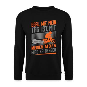 Mofa Mofaroller Moped Mofafahrer Mofas lustige - Unisex Pullover - Schwarz - Vorne - Alina (178cm) & Michal (187cm)