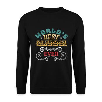 Worlds Best Glamma Ever - Unisex Pullover - Schwarz - Vorne - Alina (178cm) & Michal (187cm)