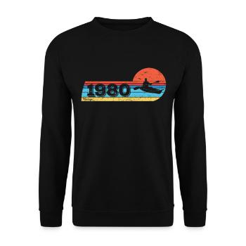 Kajak Kanus Rafting-Boote Jahrgang 1980 Geburtstag - Unisex Pullover - Schwarz - Vorne - Alina (178cm) & Michal (187cm)