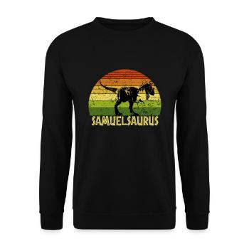 Samuelsaurus Samuel saurus dinosaur - Unisex Sweatshirt - black - Front - Alina (178cm) & Michal (187cm)