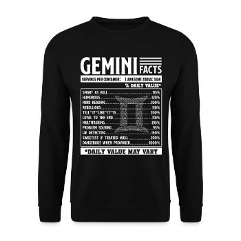 Gemini Gemini Zodiac Facts - Unisex Sweatshirt - black - Front - Alina (178cm) & Michal (187cm)