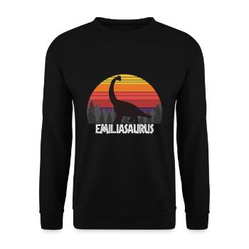 Emiliasaurus Emilia saurus dinosaur name birthday - Unisex Sweatshirt - black - Front - Alina (178cm) & Michal (187cm)