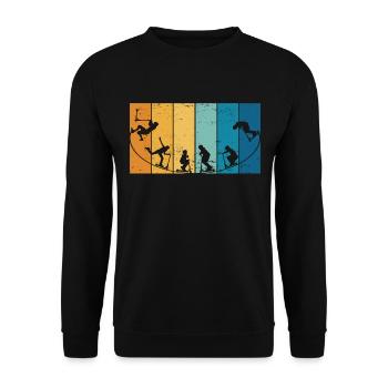 Tretroller Stuntscooter Skaterrampe Tretroller - Unisex Pullover - Schwarz - Vorne - Alina (178cm) & Michal (187cm)