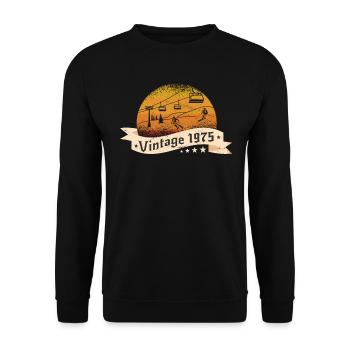 Skifahrer Skilift Jahrgang 1975 Geburtstag - Unisex Pullover - Schwarz - Vorne - Alina (178cm) & Michal (187cm)