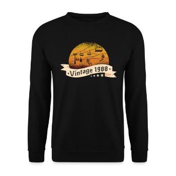 Skifahrer Skilift Jahrgang 1988 Geburtstag - Unisex Pullover - Schwarz - Vorne - Alina (178cm) & Michal (187cm)