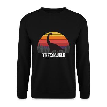 Theosaurus Theo saurus nom de dinosaure cadeau d’anniversaire - Sweat-shirt Unisexe - noir - Devant - Alina (178cm) & Michal (187cm)