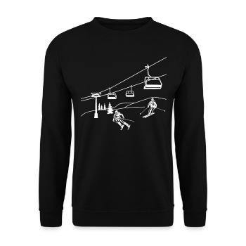 Skiing Ski lift Skiing Skiing Skiing Skis - Unisex Sweatshirt - black - Front - Alina (178cm) & Michal (187cm)