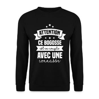 Attention bogosse en couple avec une connasse - Sweat-shirt Unisexe - noir - Devant - Alina (178cm) & Michal (187cm)