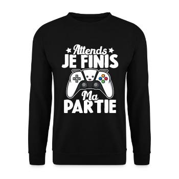 Attends Je Finis ma Partie - Sweat-shirt Unisexe - noir - Devant - Alina (178cm) & Michal (187cm)