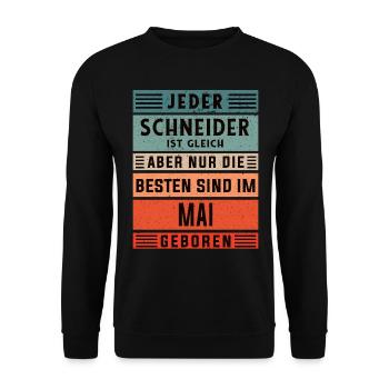 Schneidern Geburtstag Mai geboren Textil-Schneider - Unisex Pullover - Schwarz - Vorne - Alina (178cm) & Michal (187cm)
