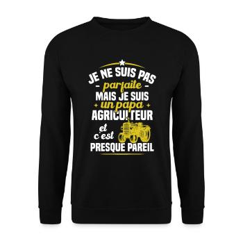 Je Suis Un Papa Agriculteur Humour Cadeau - Sweat-shirt Unisexe - noir - Devant - Alina (178cm) & Michal (187cm)