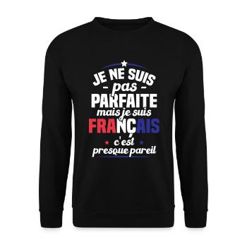 Je ne suis pas parfait mais je suis Français - Sweat-shirt Unisexe - noir - Devant - Alina (178cm) & Michal (187cm)
