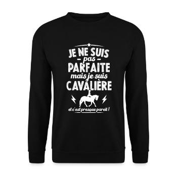 Je ne suis pas parfaite mais je suis Cavalière - Sweat-shirt Unisexe - noir - Devant - Alina (178cm) & Michal (187cm)
