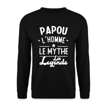 Papou L'Homme Le Mythe La Légende - Sweat-shirt Unisexe - noir - Devant - Alina (178cm) & Michal (187cm)