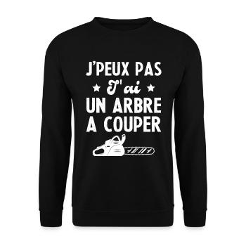 J'peux Pas J'ai Un Arbre A Couper Humour Cadeau - Sweat-shirt Unisexe - noir - Devant - Alina (178cm) & Michal (187cm)