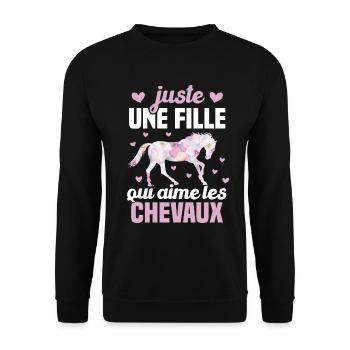 Juste une fille qui aime les chevaux humour - Sweat-shirt Unisexe - noir - Devant - Alina (178cm) & Michal (187cm)