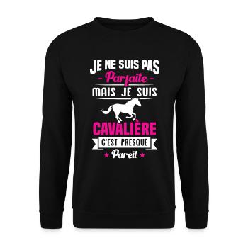 Je ne suis pas parfaite mais je suis cavalière - Sweat-shirt Unisexe - noir - Devant - Alina (178cm) & Michal (187cm)