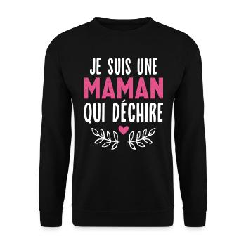 Je suis Une Maman Qui déchire, Cadeau parfait mère - Sweat-shirt Unisexe - noir - Devant - Alina (178cm) & Michal (187cm)