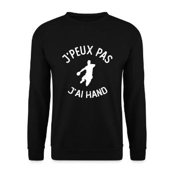 J'peux pas j'ai hand t-shirt pour handball - Sweat-shirt Unisexe - noir - Devant - Alina (178cm) & Michal (187cm)